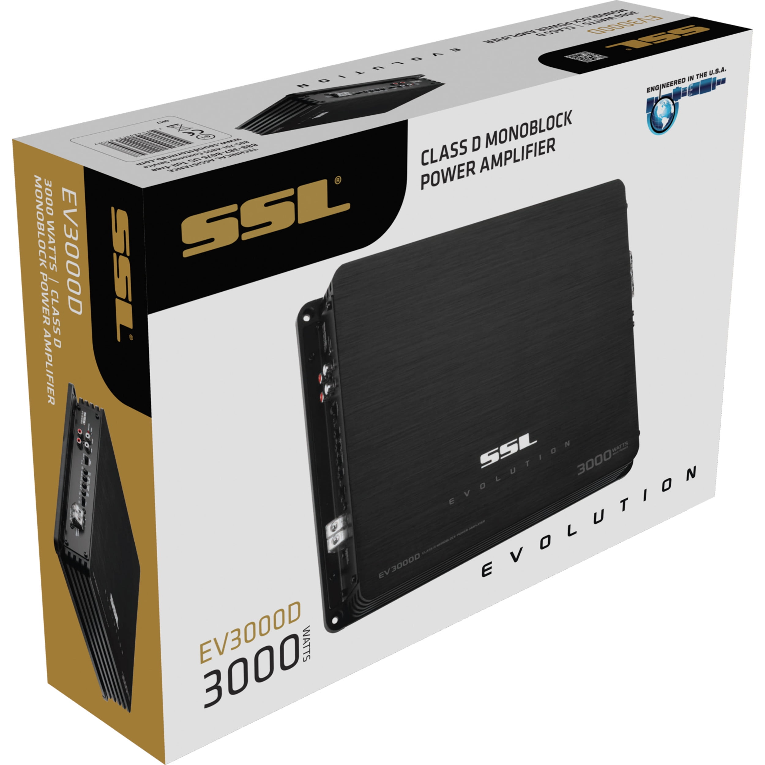 Sound Storm Laboratories EV3000D Evolution Series Car Audio Amplifier – 5000 High Output, Class D, Monoblock, 1 Ohm, Low Level Inputs, Low Pass Crossover, Hook Up To Stereo and Subwoofer