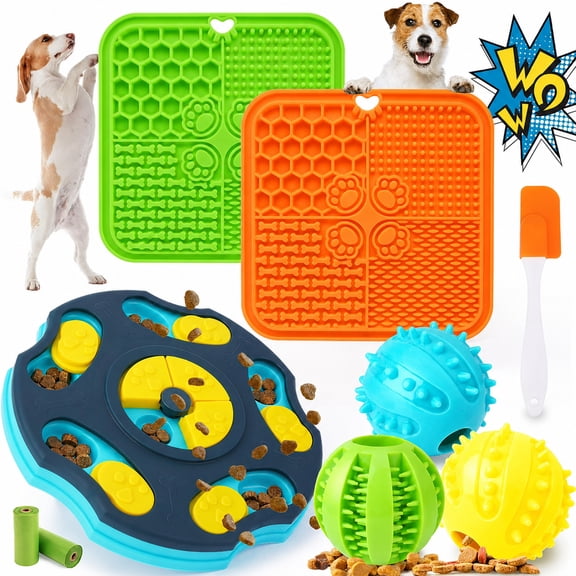 9 Pack Dog Puzzle Toy Set, Interactive Dog Enrichment Toys with Dog Lick Mat & Treat Balls