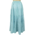 thumbnail image 5 of Bimba Women's Long Cotton Skirt Blue Boho Style Maxi Elastic Waist Bottom -S, 5 of 5