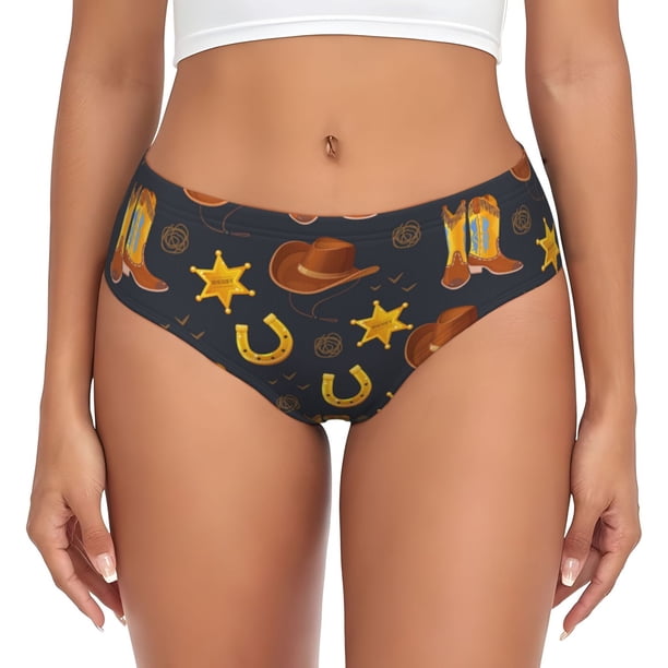 Balery Wild West Golden Horseshoe Ropa Interior de Algodón para Mujer con Dibujo – Braguitas Cómodas y Elásticas, Estilo Clásico-Medium