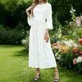 thumbnail image 2 of Zedker Women's Velvet Maxi Dress Crew Neck Wedding Guest Dress Bell Sleeve Pleated Bridesmaid Cocktail Party Long formal Dresses, 2 of 9