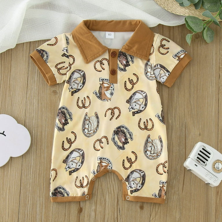 MZXELPRJD Baby Rompers Boy Cow Print Short Sleeve Romper