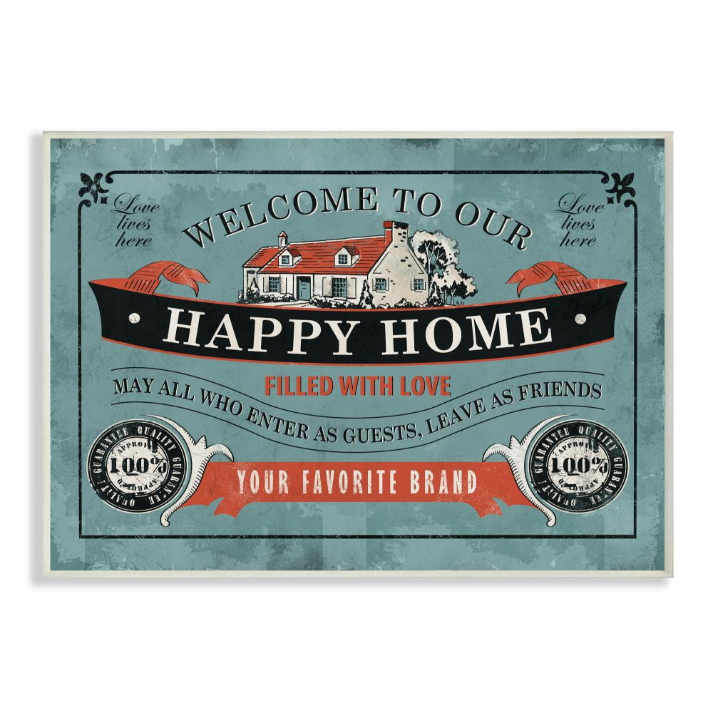 Stupell Industries Happy Home Inspirational Vintage Comic Book Design Wall Plaque by Ester Kay