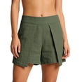 thumbnail image 6 of ClodeEU Women's Spring Summer Cotton Linen Shorts, High Waisted A Line Wide Leg Shorts, Loose Casual Plus Size Shorts for Women Army Green,Women's Plus XL, 6 of 6