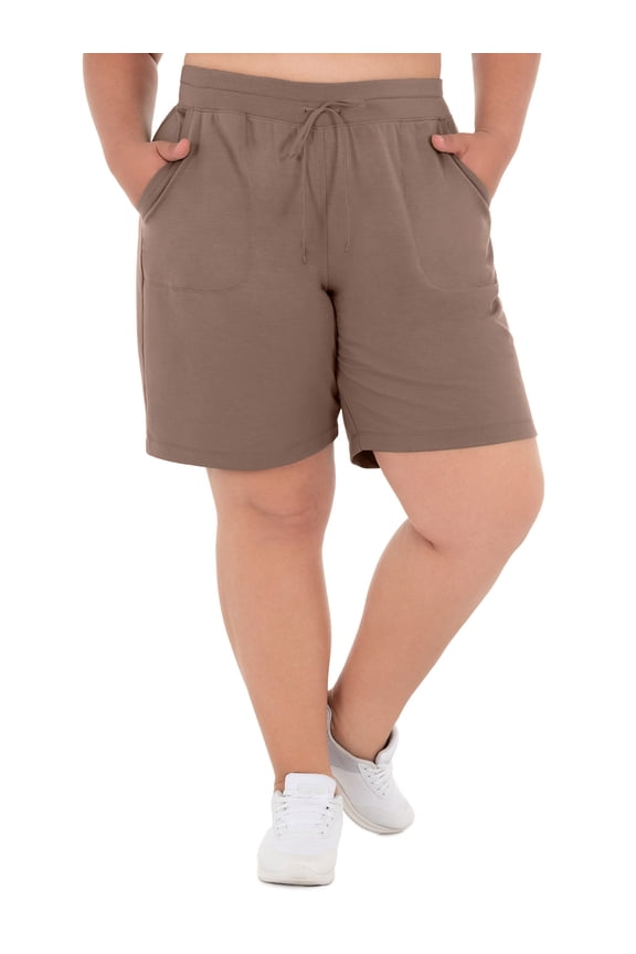 Women's Plus Size 9" French Terry Drawstring Lounge Shorts, Size 1X-5X