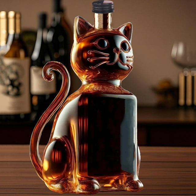Jpxdew Kitty Whiskey Bottle , Verre Borosilicate 300ml, Collection de Rangement Liquor, Cadeau Carafe 7,09 Pouces