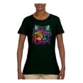 thumbnail image 2 of If You're Nice I Might Let You Live With Me Colorful Cat Animal Lover Womens Graphic T-Shirt, Forest Green, 2XL, 2 of 3