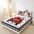 thumbnail image 4 of Manfei Happy Valentine'S Day Twin Sheet Sets,Red Graffiti Hearts Twin Fitted Sheet,White Black Checkered Flat Sheet For Girl,Breathable Home Decor,3 Pieces, 4 of 7