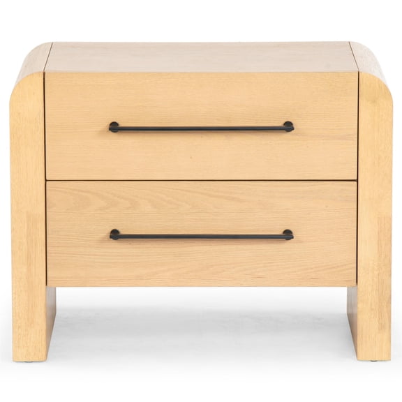 Safavieh Katrina Solid Wood 2 Drawer Nightstand in Natural / Black