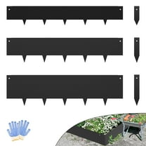 Black Garden Edge for Landscaping Corten Steel Metal Landscape Lawn Edging Borders Stakes DIY Flower Bed Divider Strips Decorative Grass Plant Yard Outdoor Pathway No Dig Hammer-in, 6 Inches