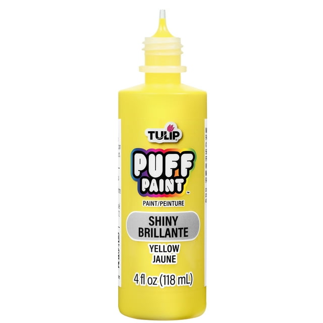 Tulip Puff Dimensional Fabric Paint, Yellow, 4 fl. oz., Nontoxic, Liquid, Permanent, Flexible, Machine Washable, 3D Texture