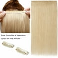 thumbnail image 3 of Benehair Clip One Piece Human Hair Extensions 100% Remy Hair Weft 3/4 Full Head Invisible Straight Blonde, 3 of 11
