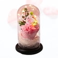 thumbnail image 4 of Lámpara de noche LED creativa con forma de rosa en cúpula de cristal y base de madera, con flores artificiales, ideal como regalo para Navidad, San Valentín, bodas, sin batería (tubo largo colorido), 4 of 7