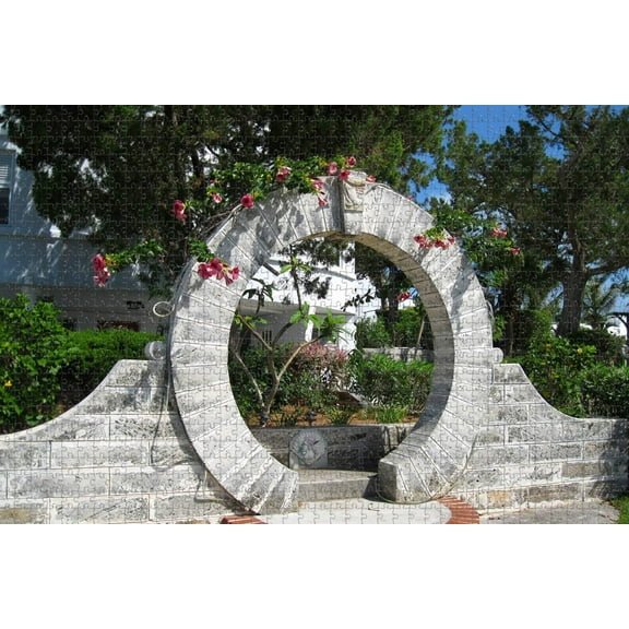 Bermuda Moongate Garden Jigsaw Puzzle 1000 Piece for Adults Wooden Travel Gift 29.5 x 20 In
