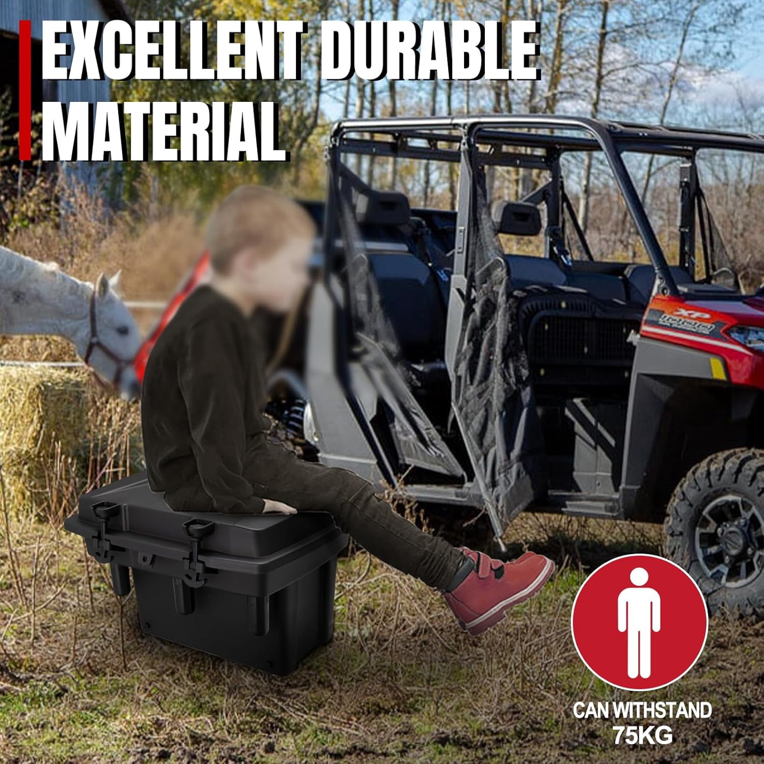 A & UTV PRO Bed Storage Box 5.5GAL Compatible with Polaris Ranger 1000 XP 900 800 700 570 500 Polaris General 1000 Accessiories Cargo Box Hard Tool Box 21L