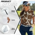 thumbnail image 5 of COEQINE V Neck Golf Shirts for Women Moisture Wicking Soft Quick Dry Fit Polo Shirts Brown Cow Spot Print Workout Lightweight Golf Tops Pullover Short Sleeve Athletic Tops, L, 5 of 7