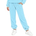 thumbnail image 2 of CPNG Kids Girls Boys Fuzzy Fleece Pants Wide Leg Soft Cozy Fluffy Casual Pants Elastic Waist Solid Color Warm Plush Sweatpants(Blue,9-10 Years), 2 of 4