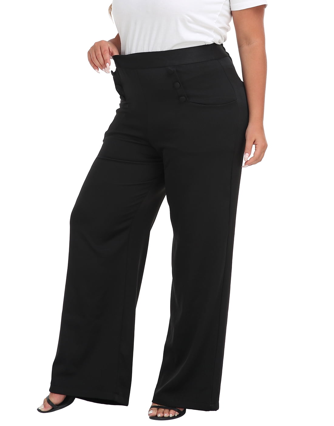 【INCHANT ME】Log High Waist Wide Slacks HDE Womens High Waisted Dress Pants Long Wide Leg Palazzo