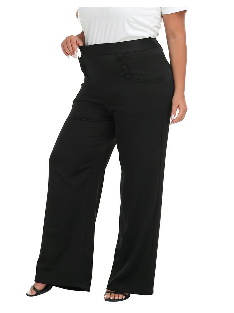 HDE Womens High Waisted Dress Pants Long Wide Leg Palazzo Trouser