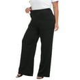 thumbnail image 5 of HDE Womens High Waisted Dress Pants Long Wide Leg Palazzo Trouser Tall S-Plus Black 2X, 5 of 6