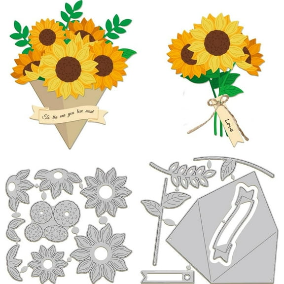 Sunflower Cutting Dies for Card Making 3D Flower Bouquet Die Cuts Carbon Steel Embossing Stencils Template for DIY Scrapbooking Album Craft Decor