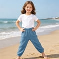 thumbnail image 5 of SHTXOZHI Toddler Boys Girls Comfortable Joggers Elastic High Waist Beach Pants Vacation Going-Out Solid Color Bottoms, 5 of 9
