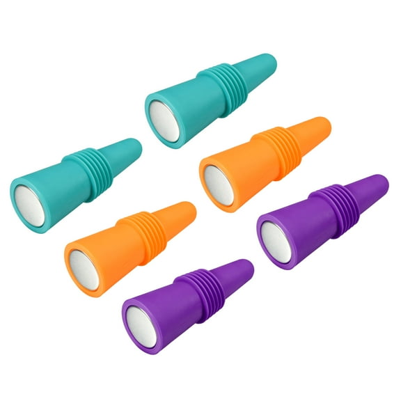 Uxcell Silicone Wine Bottle Stoppers Sealer Caps Cover for Drink 3 Colors, 6Pack