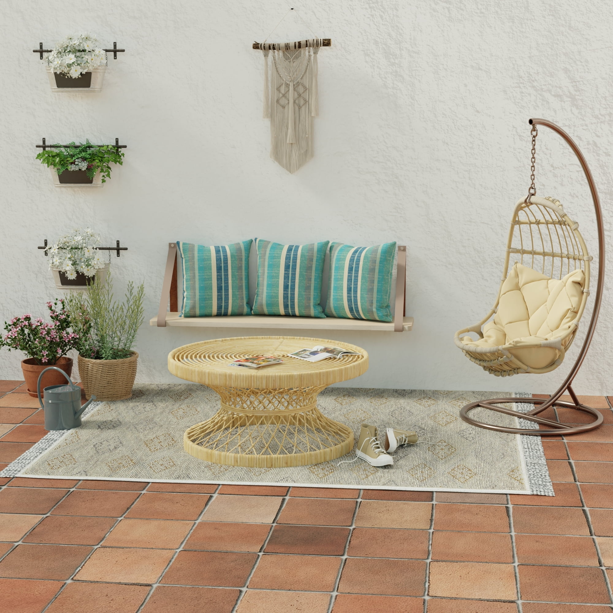 Jordan Manufacturing 22" x 22" Bristal Bashful Teal Stripe Square Outdoor Throw Pillow (2 Pack)