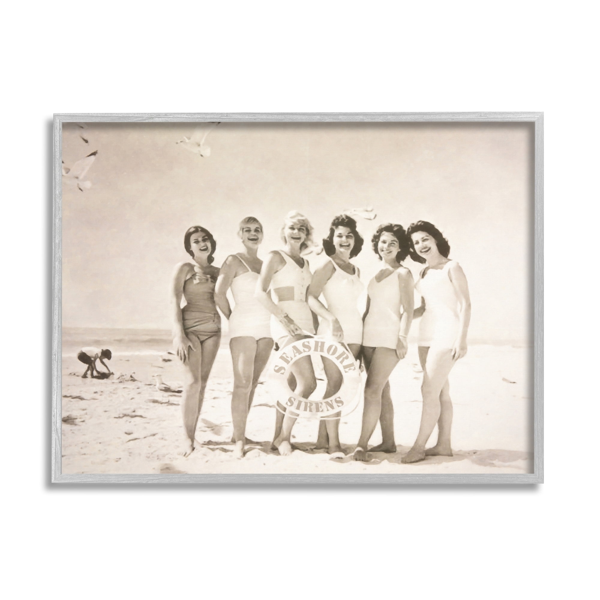 Stupell Industries Seashore Sirens Vintage Photography Coastal Photography Gray Framed Art Print Wall Art