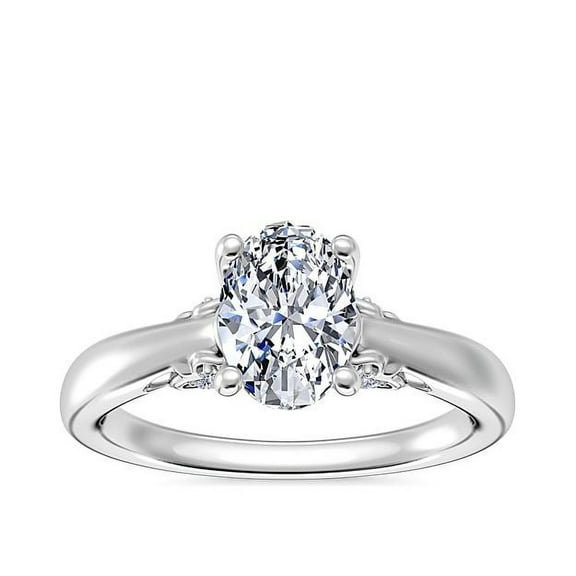 1.20 Carat New Solitaire Design Oval Clarity-VS1 Genuine Diamond Engagement Ring for Ladies Solid 14K White Gold Size 7