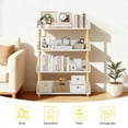 thumbnail image 3 of OUTONLIFE 4-Tier Wooden Open Bookcase - Modern Display Bookshelf with Top Edge and Solid Wood Frame for Home and Office, Storage Cabinet,  White, 3 of 9