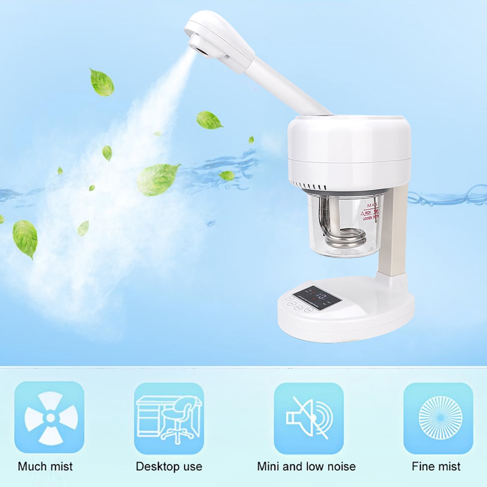 BIMZUC Professional Household Hot Mist Facial Steamer, Nano Ionic Face Sprayer for Deep Cleaning & Moisturizing (Touch Screen Type), 12.5 oz / 370ml Water Tank, EU Plug 220V