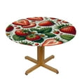 thumbnail image 3 of GOSMITH Full Width Single-Sided Printing Strawberry Flowers Wild Leaves Round Tablecloth White, 3 of 7