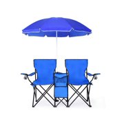 Folding Picnic Double Chair W/Umbrella Table Cooler Beach Camping Turquoise\Black\Red\Gray