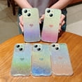 thumbnail image 6 of for iPhone 15 Plus 6.7" Case, Cute Gradient Bling Glitter Clear Phone Case Laser Iridescent Holographic Case with Camera Lens Cover Soft Bumper Shockproof Cover for Women Girls (Pink Heart), 6 of 10