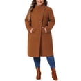 thumbnail image 2 of Agnes Orinda Women's Plus Size Overcoat Classic Stand Collar Long Sleeve Back Split Winter Long Coat with Pockets 1X Brick Red, 2 of 6