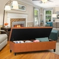 thumbnail image 2 of Ottoman with Storage, 51 Inch End of Bed Storage Ottoman Bench, Faux Leather Upholstered Ottomans with Hinged Lid, Rectangle Long Foot Rest Bench for Living Room Bedroom Red Brown, 2 of 17