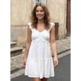 thumbnail image 5 of LMLYSoH Women Slip Dress, Sleeveless Lace Patchwork Pleated Solid Summer Mini Dress for Casual Daily, 5 of 9