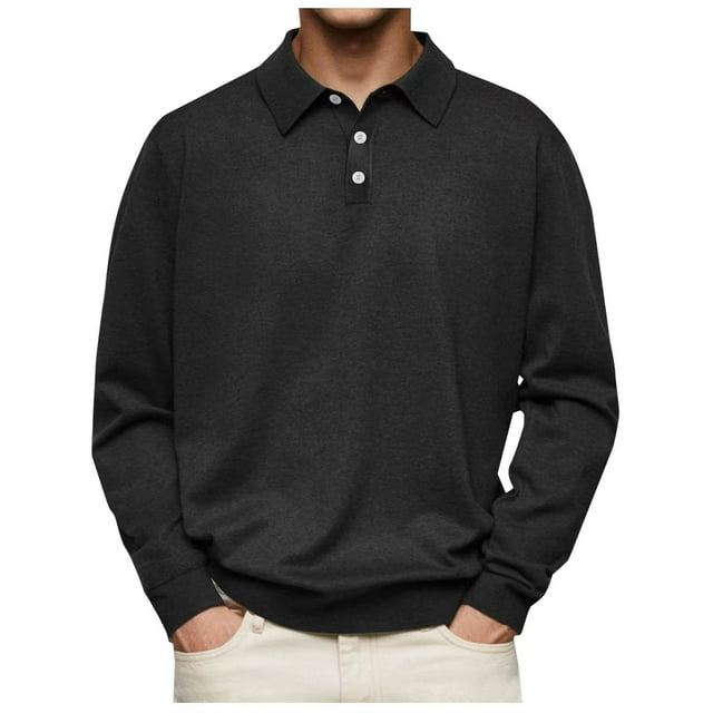Blusa y camisa de manga larga con cuello vuelto para hombre, informal, de color liso, con botones, de terciopelo alemán, blusa de manga larga con cuello vuelto, camisa para hombre, tops de poliéster p