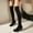 #213-Black, variant on Wowcloth Winter Mesh Stretch Over-the-Knee Boots for Women - Solid Color Round-Toe with Chunky High Heel, Fashion Casual Winter Footwear
