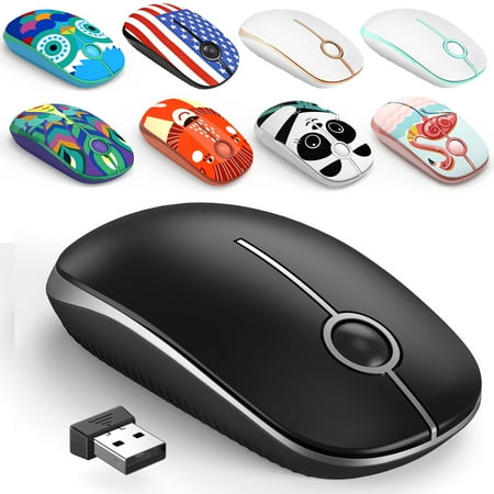 Jelly Comb 2.4G Slim Wireless Mouse with Nano Receiver - Black and