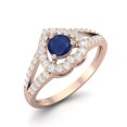 thumbnail image 2 of Bague de Mariage pour Femmes 0.92 Cts Rond Saphir Bleu Argent Sterling 925 Rose Vermeil Solitaire Accent Cœur, 2 of 3