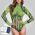 thumbnail image 3 of Watermelons Women's Bodysuit Jumpsuit Mock Turtle Neck Long Sleeve TopsOne Piece Leotards Shirt Yoga Outfits, 3 of 8