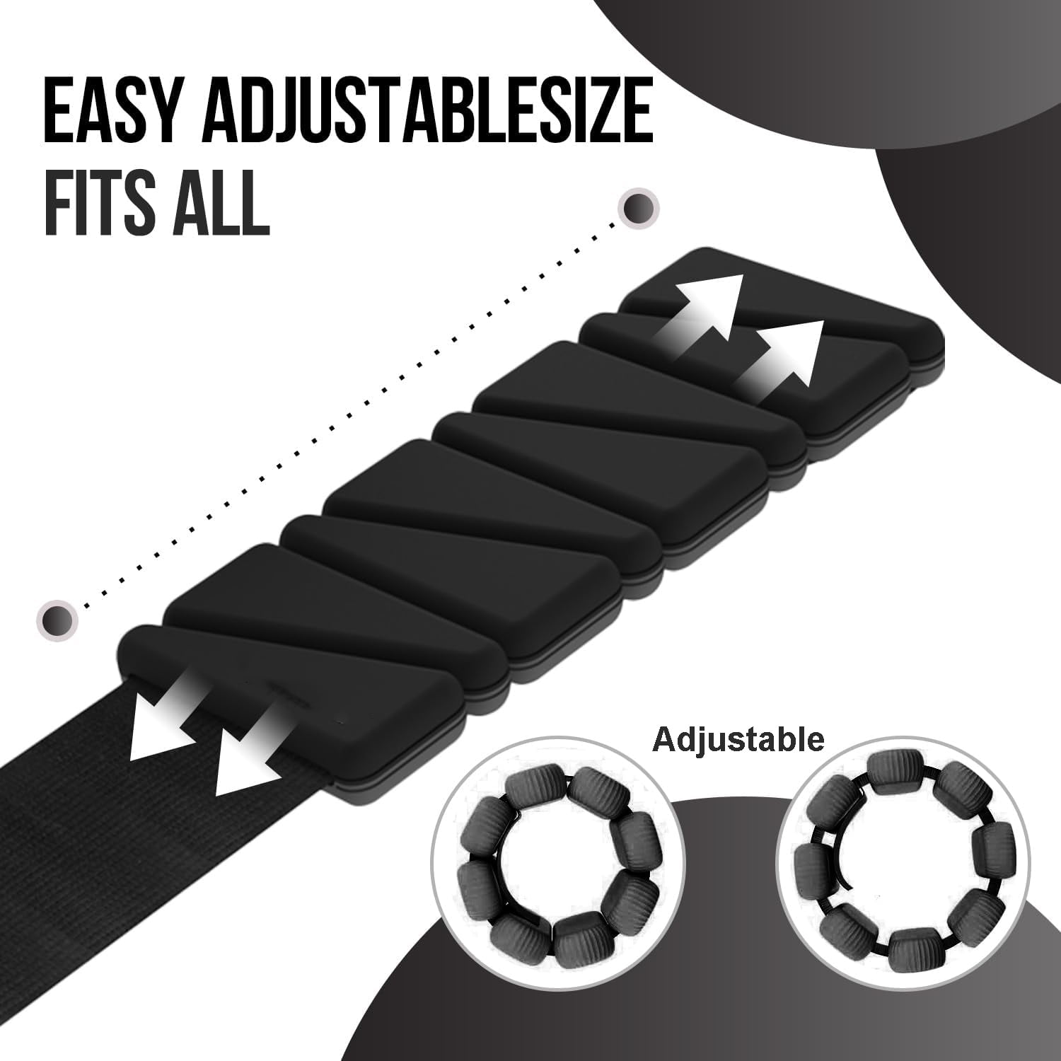 GoXteam Ankle Weights Set of 2 (1 lb Each) Adjustable Wrist Weights for Women Men Wearable Arm Leg Weight for Pilates, Running, Walking, Workout, Yoga, Black
