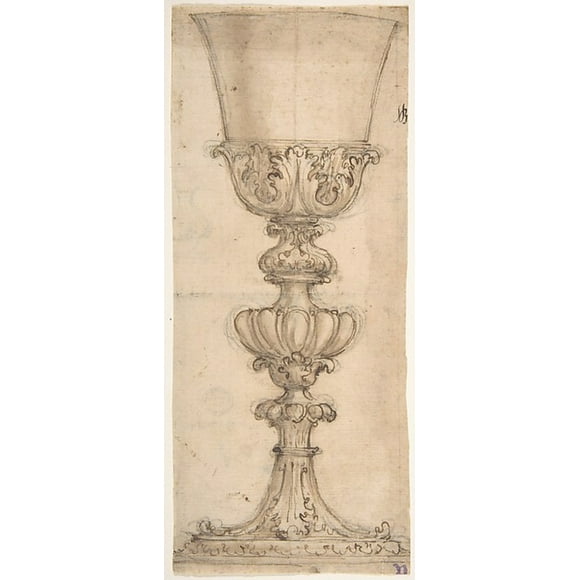 Design for a Chalice (recto); Design for the Base of a Vase (verso) Poster Print by Giovanni Battista Foggini (Italian, Florence 1652 �1725 Florence) (18 x 24)