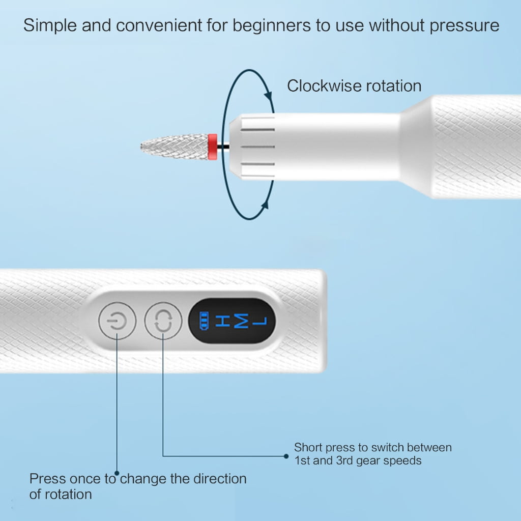 Professional Electric Nail Drill Cordless Rechargeable Tool for Manicure Pedicure with LED Display Rotation Nails Tool