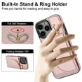 thumbnail image 4 of for iPhone 16e Wallet Case with Card Holder Women Men, Flip PU Leather Kickstand Shockproof Protective Phone Cover Magnetic Clasp 360 Rotation Ring Stand for iPhone 16e, Rosegold, 4 of 7