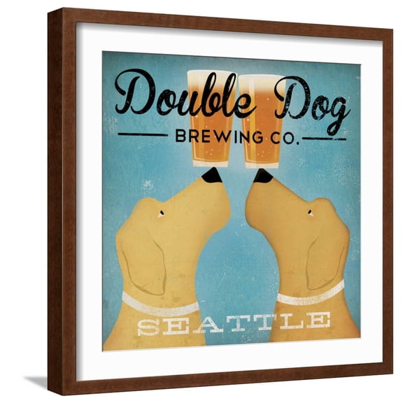 Art.com Double Dog Brewing Co Seattle Art Print by Ryan Fowler, Brown Frame Wall Art, 21" x 21"