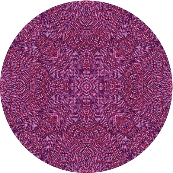 Ahgly Company Machine Washable Indoor Round Transitional Orchid Purple Area Rugs, 8' Round
