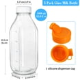 thumbnail image 6 of Syntic 32 oz Reusable Glass Milk Bottles with Silicone Dispenser Cap, 3 Pack Glass Jars with Airtight Screw Lid, Leak Proof Juice Bottles with Scale Mark Breastmilk Storage Container for Fridge, 6 of 8